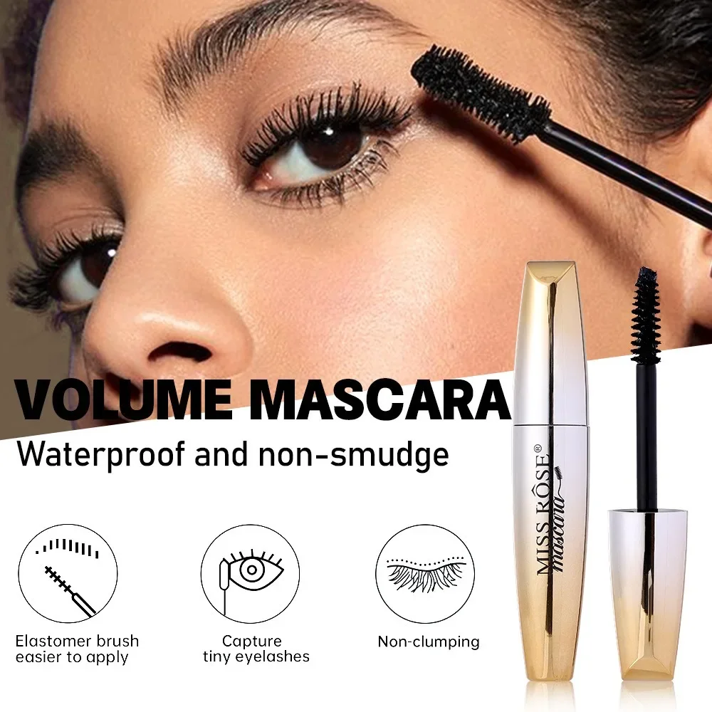 4D กันน้ํา Curling มาสคาร่าผ้าไหมสีดํา Fiber Eyelash EXTENSION-ยาวแต่งหน้าสําหรับผู้หญิงไม่มีรอยเปื้อน