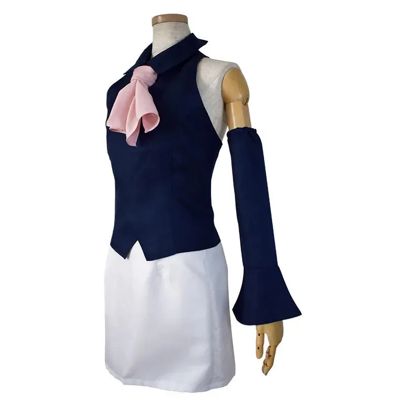 CyAnime 일곱 가지 대죄 코스프레 엘리자베스 리오네스 의상 블루 탑 화이트 스커트 유니폼 슈트 소녀 할로윈 의상 W 포함