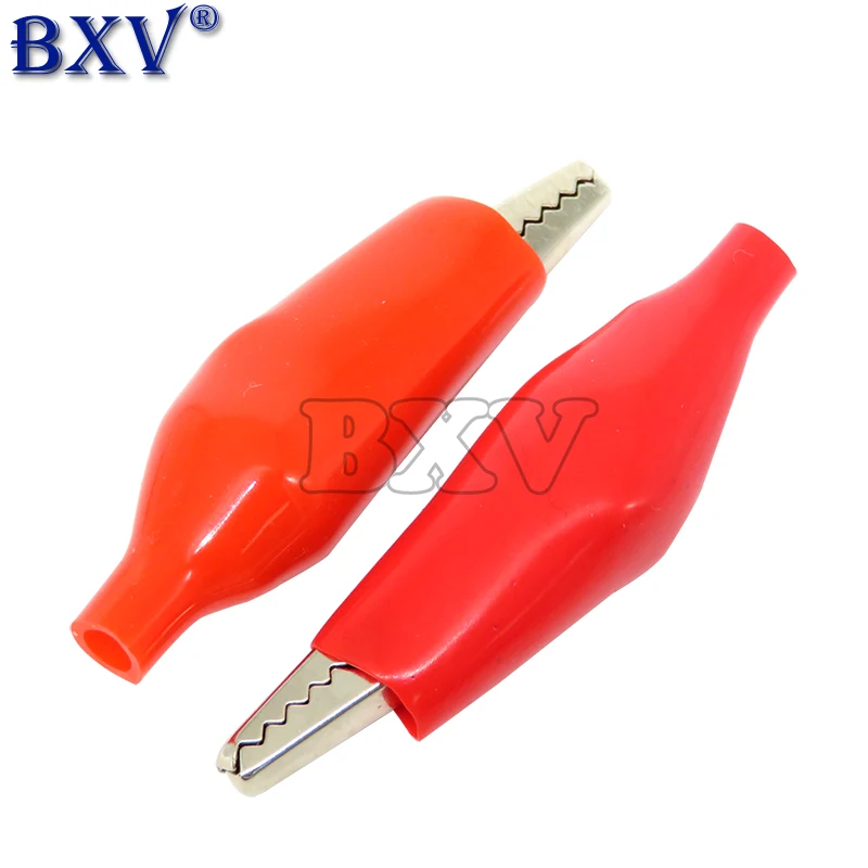 10Pcs 45Mm Alligator Clip Krokodil Elektrische Clamp Testen Probe Meter Zwart Rood Met Plastic Boot Power Test Clip nieuwe