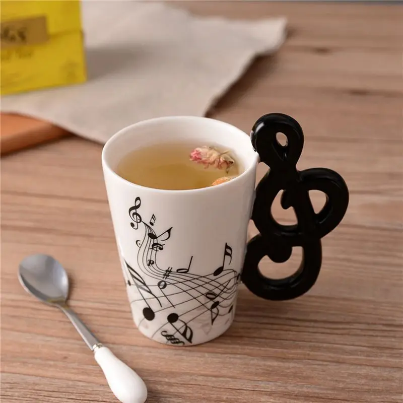 B03C-2X Creative Novelty Note Handle Free Spectrum Coffee Milk Tea Cup Personality Mug Unique Musical Instrument Gift Cup