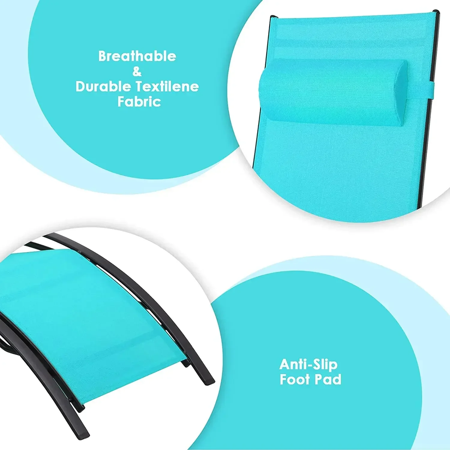 -Chaises De Piscine Réglables Avec Tables D'Appoint Pour Camping Et Plage En Plein Air