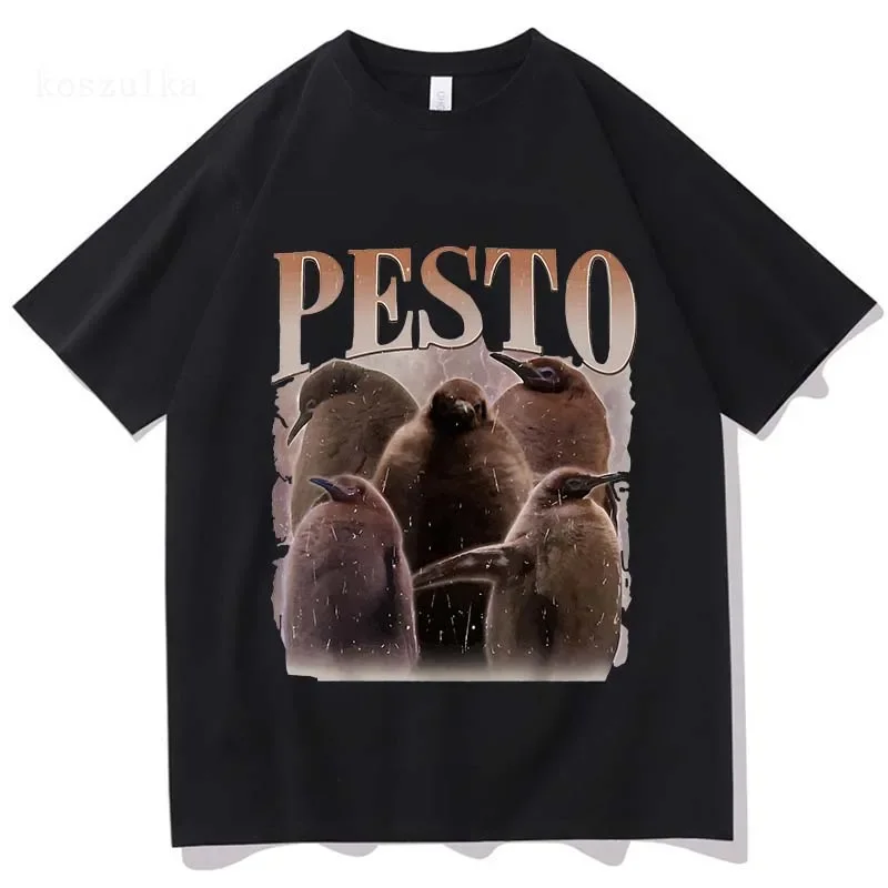 Pesto Penguin Cotton T-Shirt Fan Club Print Men Women Fashion Short Sleeves T Shirt Oversized Harajuku Tees Tops Unisex Clothing