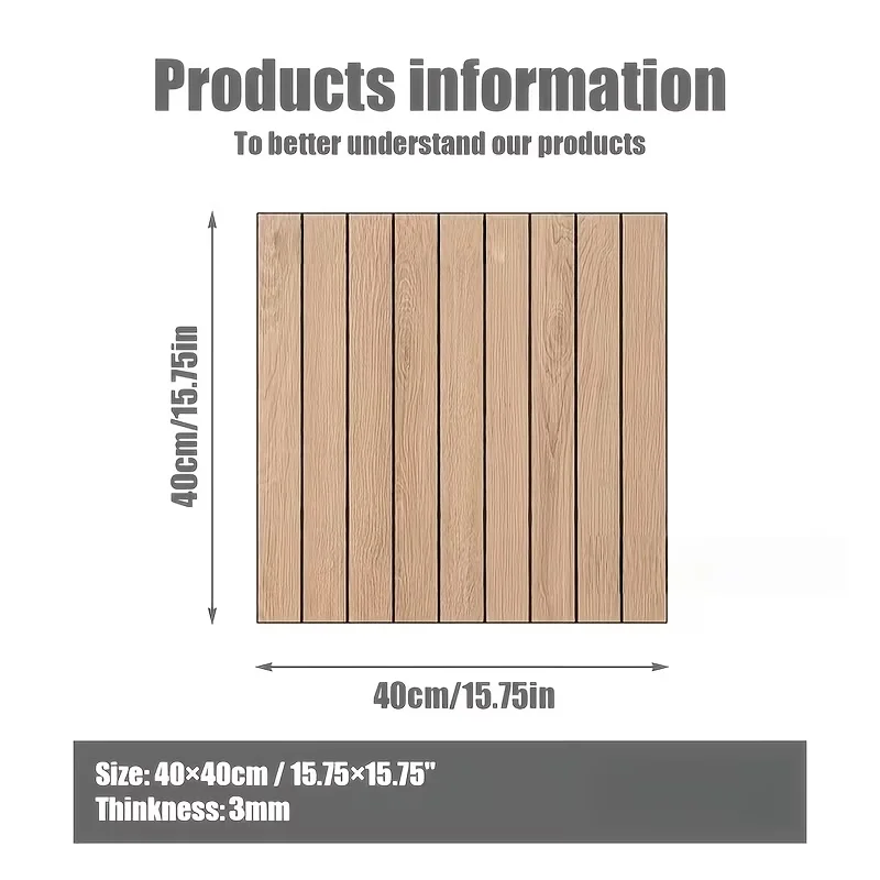 10pcs 3D Wood Grain Grille Wall Stickers, Featuring a Three-Dimensional Grooved Design, Easy to Peel And Apply, for Home Decorat