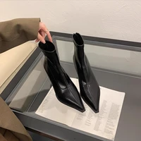 2025 nouvelles bottines pour femmes Sexy bout pointu femme bottes courtes mode casual dames mince bottes à talons hauts couleur unie Stiletto 1