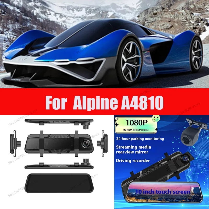 

For Alpine A4810 4K WIFI GPS Car Dvr Mirror Dash CamDual Lens Dashcam Drive Recorder Stream RearView Mirror IPS Screen Camera