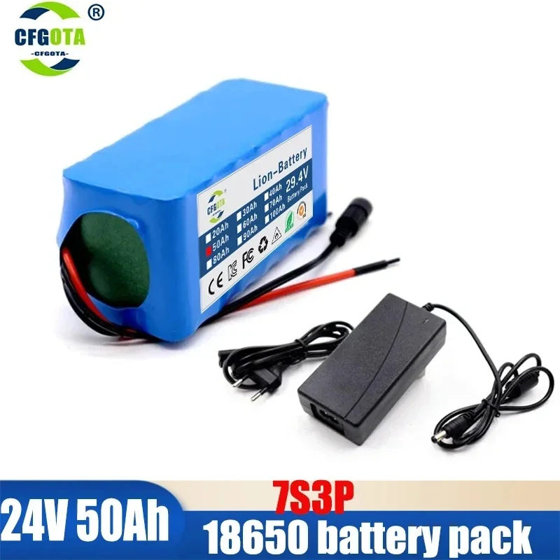 2024 New 7s3p 24V 18650 Li Ion Battery 29.4V 50000mAH E-bike, Moped / Electric / Li Ion Battery Pack with Charger for Sale