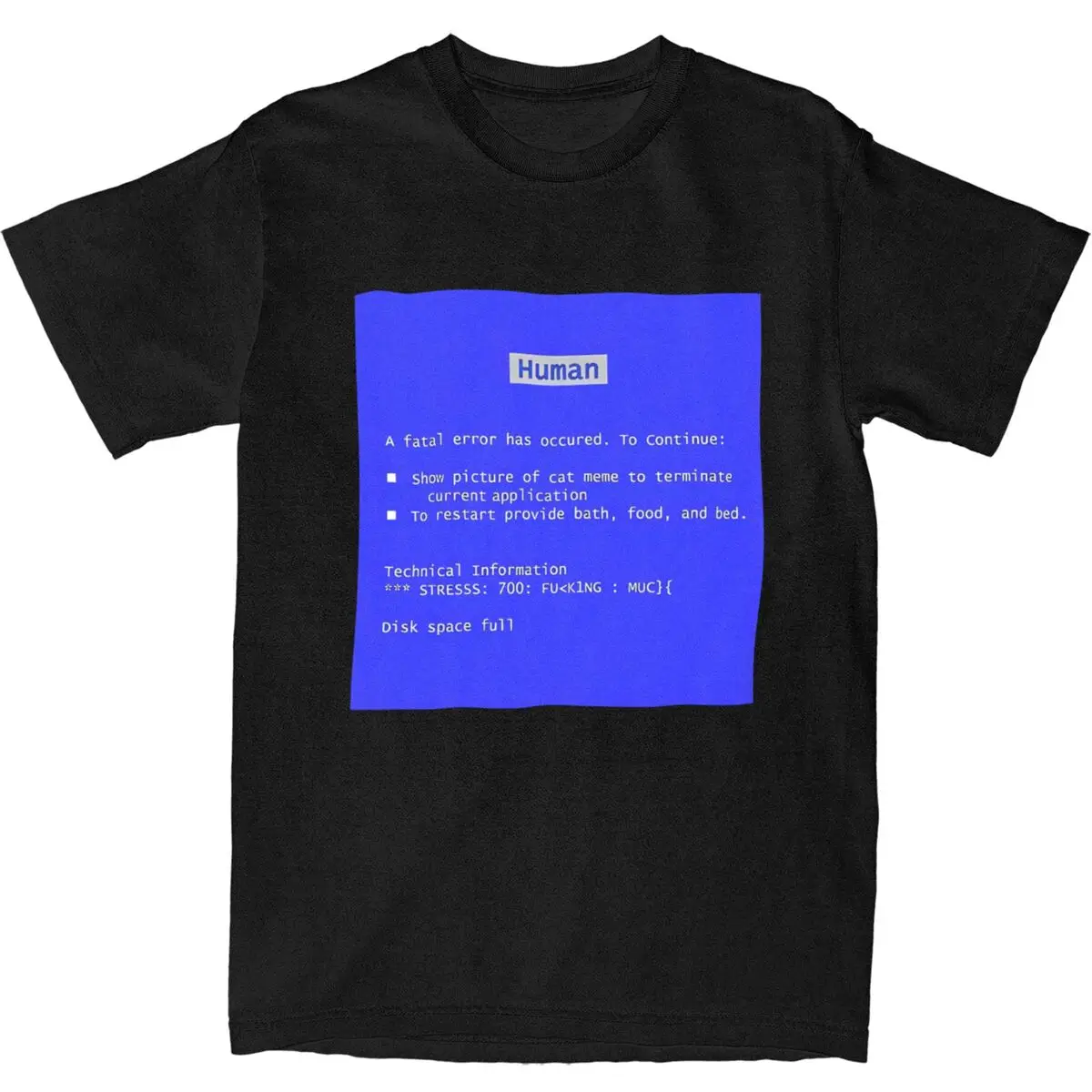 BSOD Blue Screen Of Death T-Shirt Harajuku T Shirts Short Sleeve Streetwear Tshirt Summer 100% Cotton Comfortable Oversize Tees