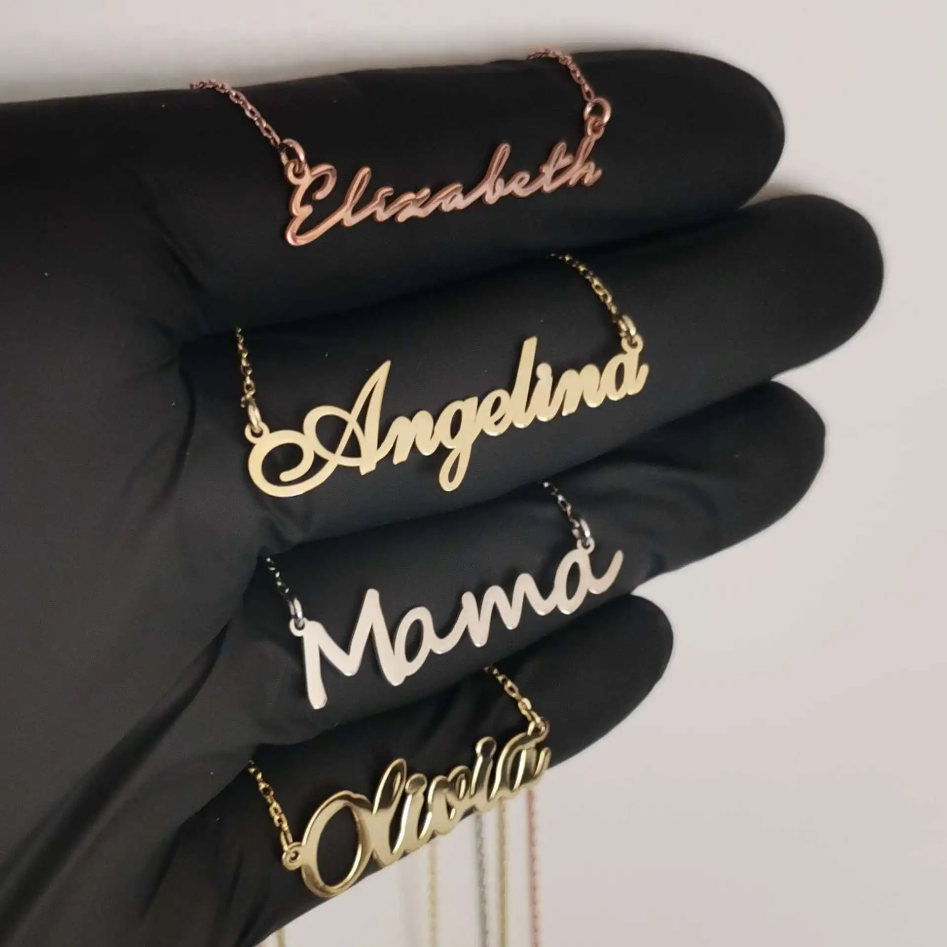 

2025 Custom engraved name stainless steel necklace lettering classic wild clavicle chain gift