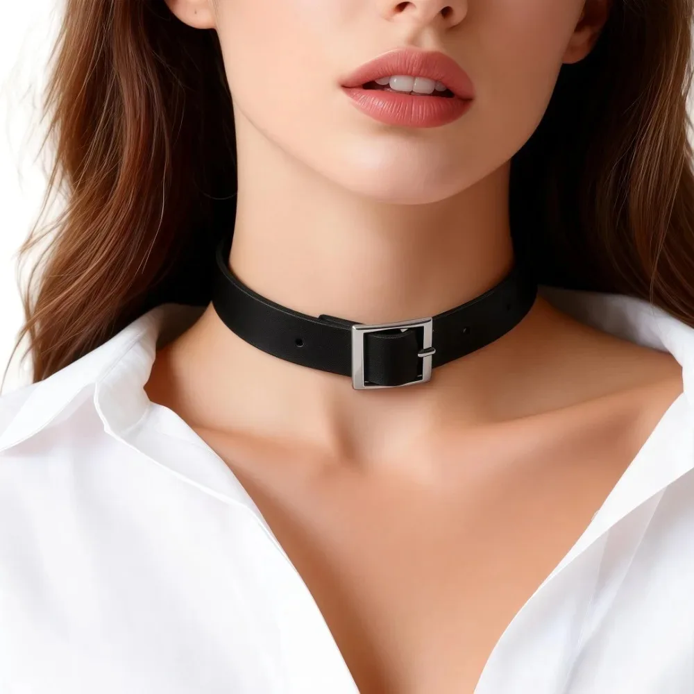 Punk Gothic PU Leather Choker Heart Lock Key Spike Collar Necklace Fashion Jewelry Gifts For Women Cosplay Party Accessories