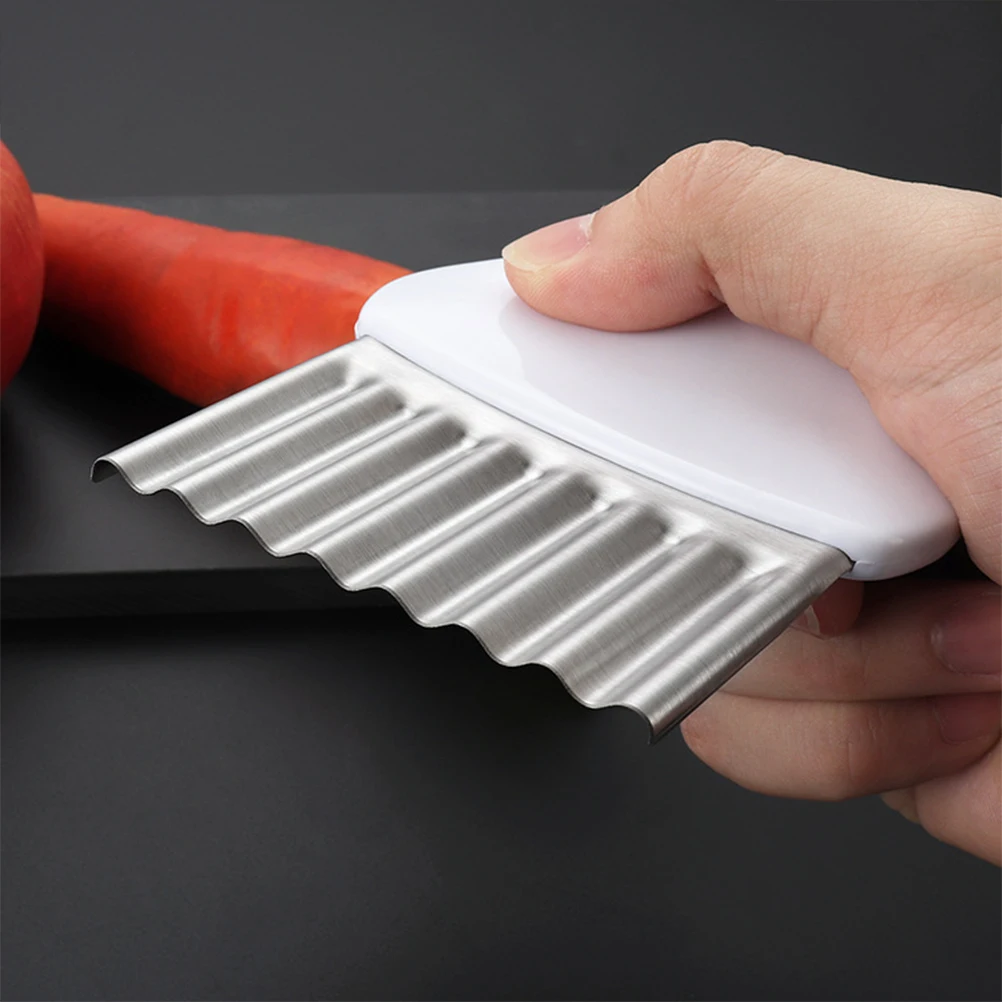 

Potato Wave Slicer Stainless Steel Cutter For Home Kitchen Use Crinkle Cutter Vegetable Slicing Tool White