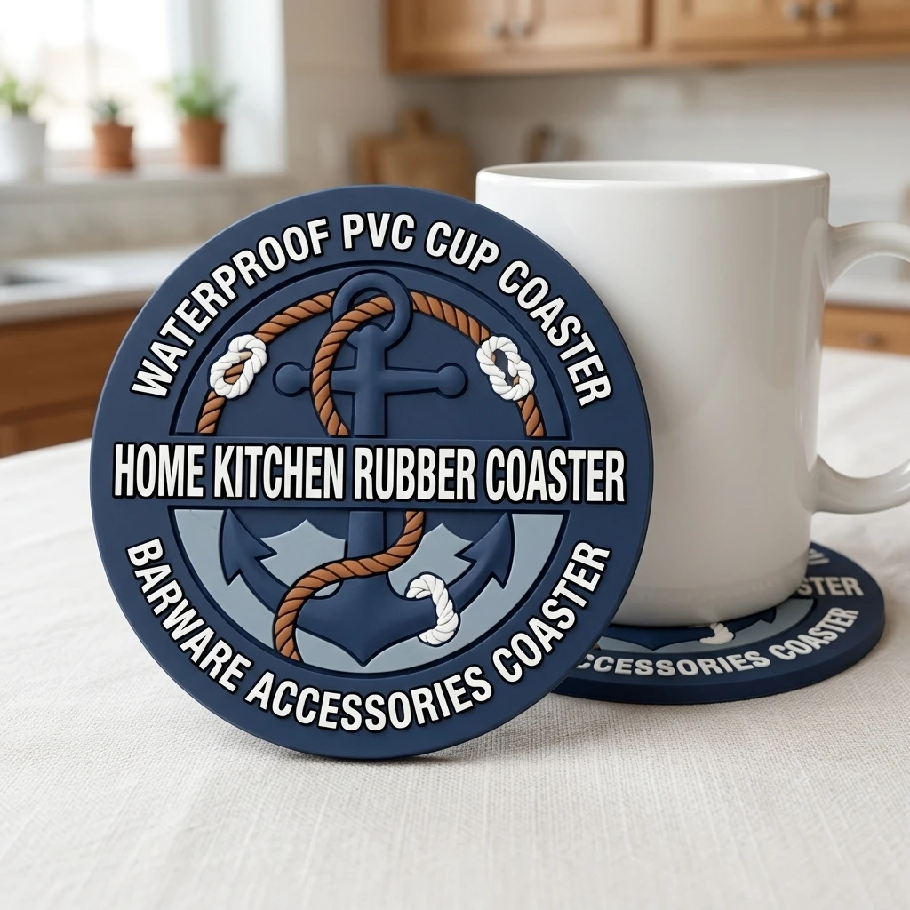 Custom Logo Round PVC Drink Coaster Non‑Slip Heat Resistant Cup Pad Personalized Table Mat for Home Holiday Party Gift