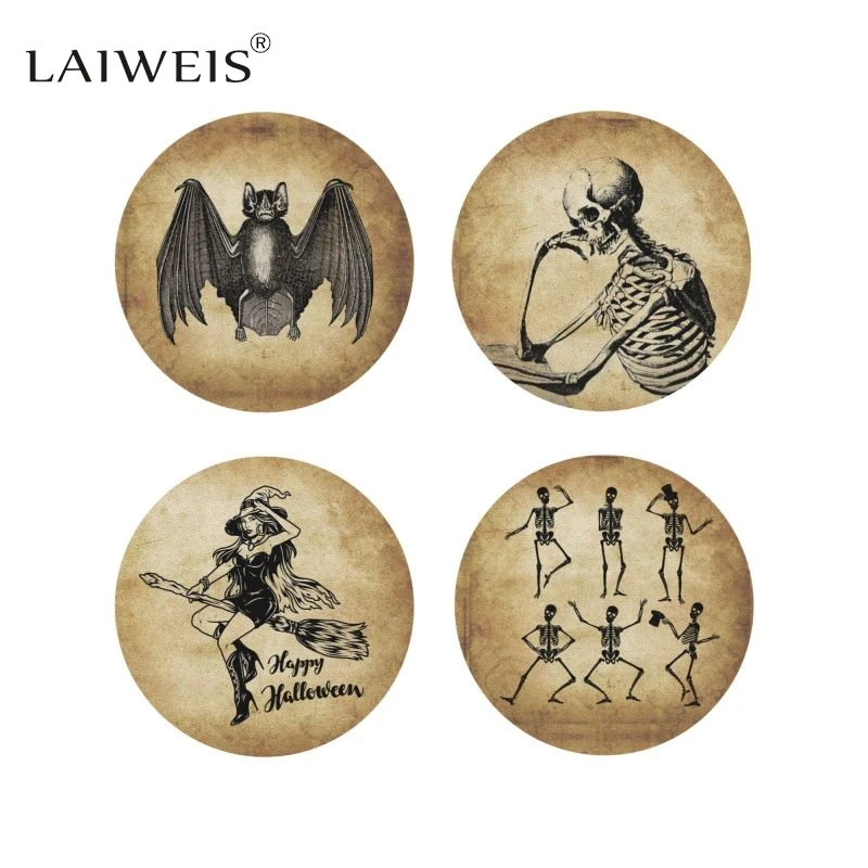 Leather Vintage Halloween Coasters, Halloween, Goth, Drink Coasters, Coasters, Tableware, Barware, Halloween Decor Drop Shipping