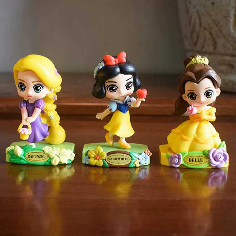 Disney Princess Garden Dream Series Blind Box Q Version Action Figures Snow White Belle Rapunzel Cake Topper Toy for Girls Gift view 3