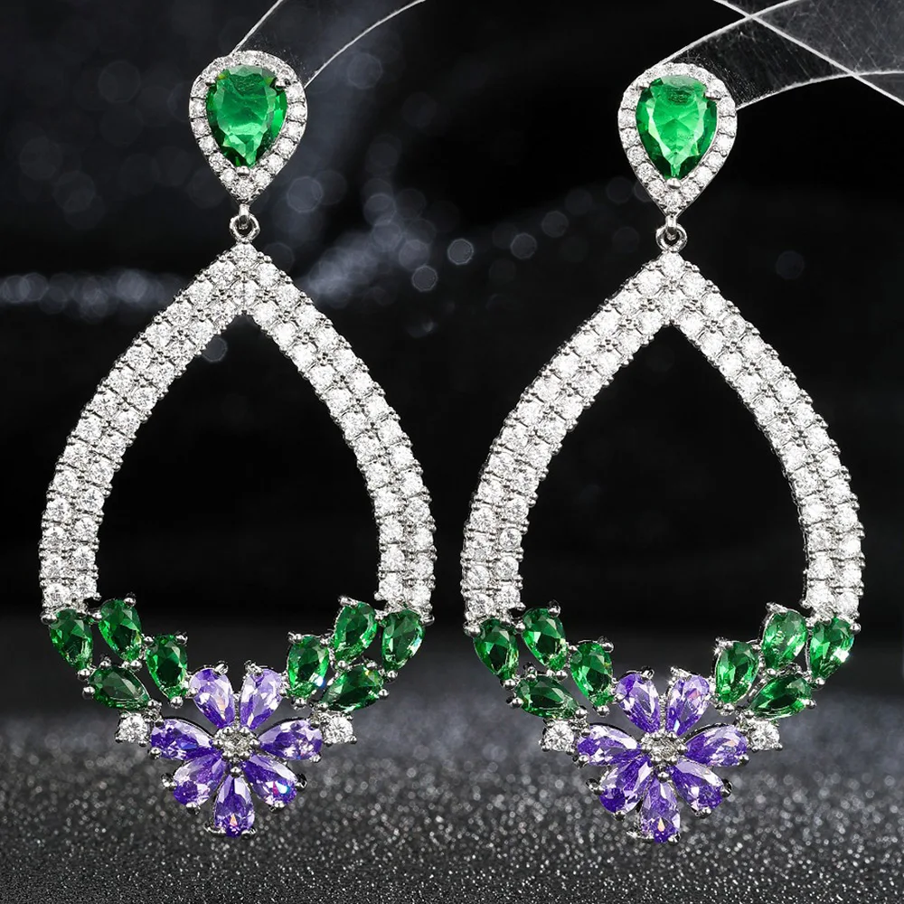 

Missvikki Rhinestone Shiny Pendant Earrings for Women Party Queen Accessories Crystal Statement Dangle Earrings Jewelry Gift