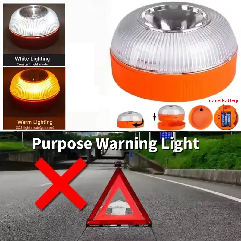 

1/2/3PC Car Magnetic Flashing Emergency Lamp Safety Alert Light need AAA Battery Power for Outdoor Camping Road Safety Light