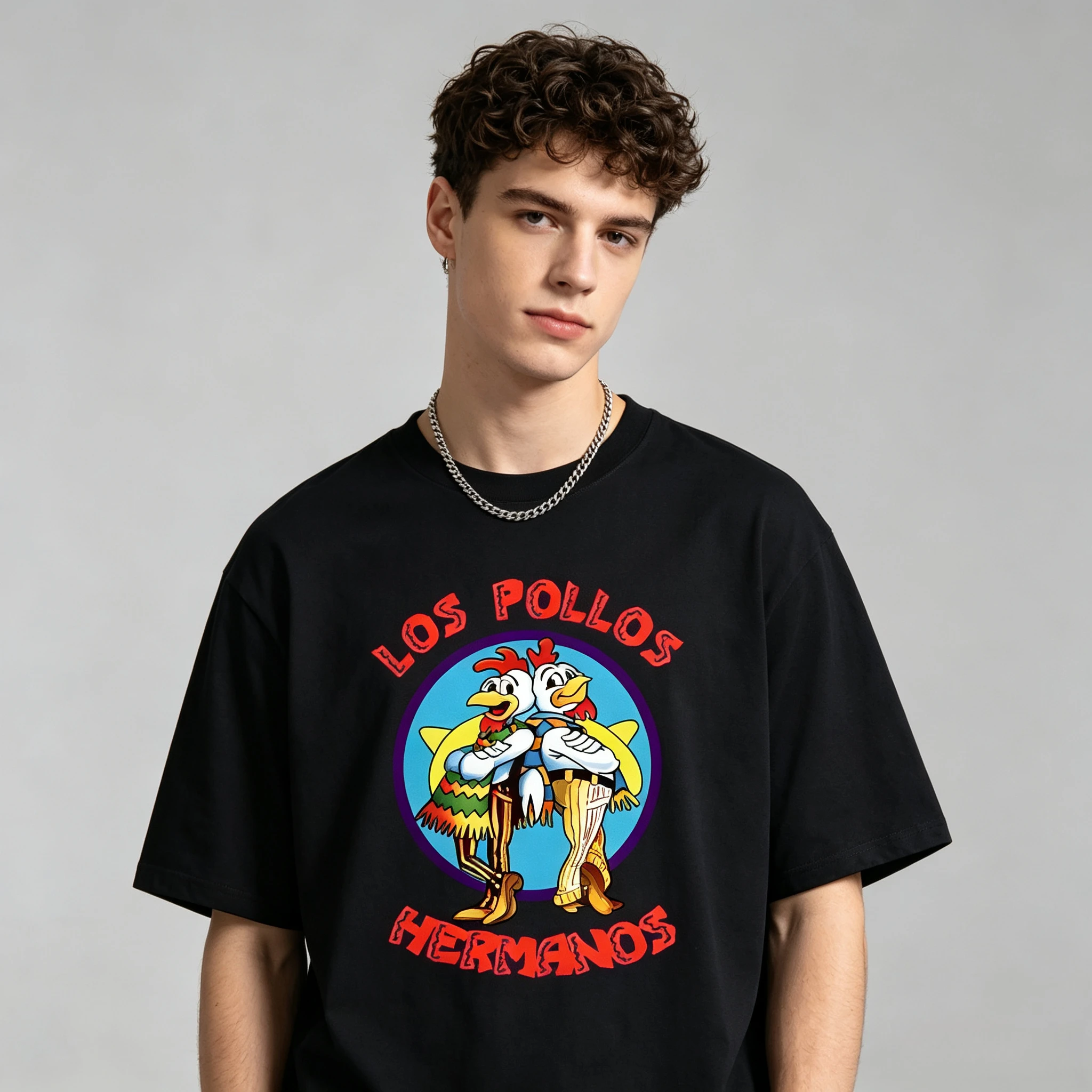 2026 Summer Men Short Sleeved High Quality Blend Breaking Bad LOS POLLOS Chicken Brothers Printed Casual for Men T-shirt Male