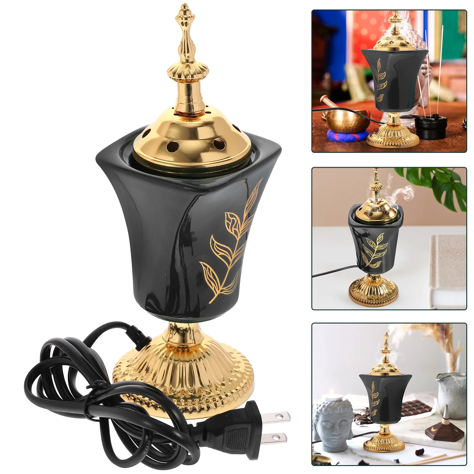 

Electric Stove Black Iron Oud Bakhoor Home Decor Incense Electric Burner Censer Middle East Incense Holder Style