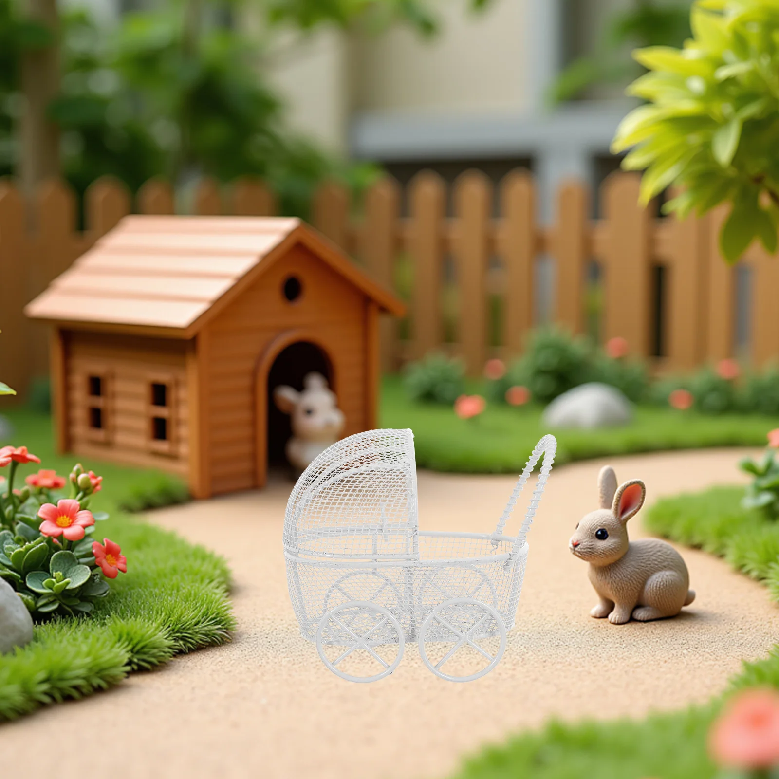 4 قطعة عربة أطفال مصغرة لبيت الدمى محاكاة الحديد عربة التظاهر اللعب اكسسوارات الاطفال طفل ديكور عربة صغيرة #5