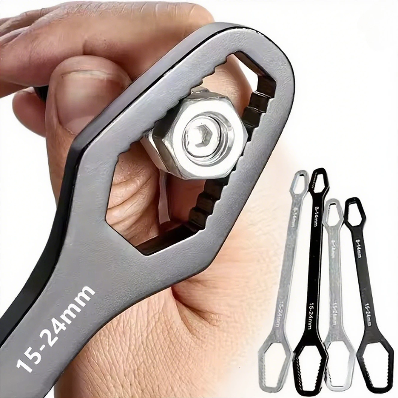 1 قطعة مفتاح ربط عالمي مزدوج الأطراف ، مفتاح إصلاح صواميل المسمار ذاتي الشد ، مفتاح ربط بسقاطة برأسين ، قابل للتعديل #1