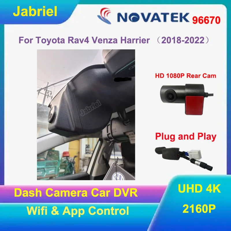 UHD 2160P 4K WIFI Car DVR Dash Cam Video Recorder For Toyota Rav4 2018 2019 2020 2021 2022 For Toyota Venza Harrier 2021 2022