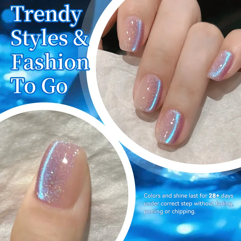 BORN PRETTY 10 ml blauer Wasser-Licht-Katze-Magnet-Gel-Nagellack, ultraglanz, glitzernd, Soak Off UV-Gel, Maniküre, Nagelkunst-Lack