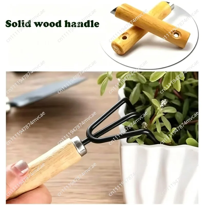 Wooden handle carbon steel transplant shovel, high hardness and durability two shovels, gardening garden outdoor tools small