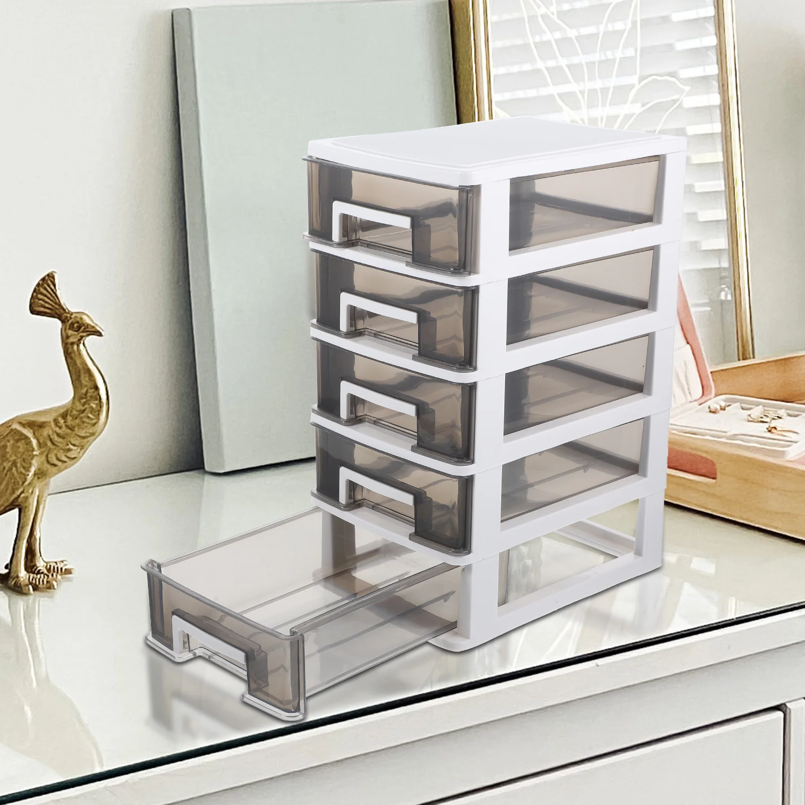 

Drawer Storage Cabinet Holder Plastic Desk Organizer Desktop Makeup Office Desks Rack Style Pp Bathroom