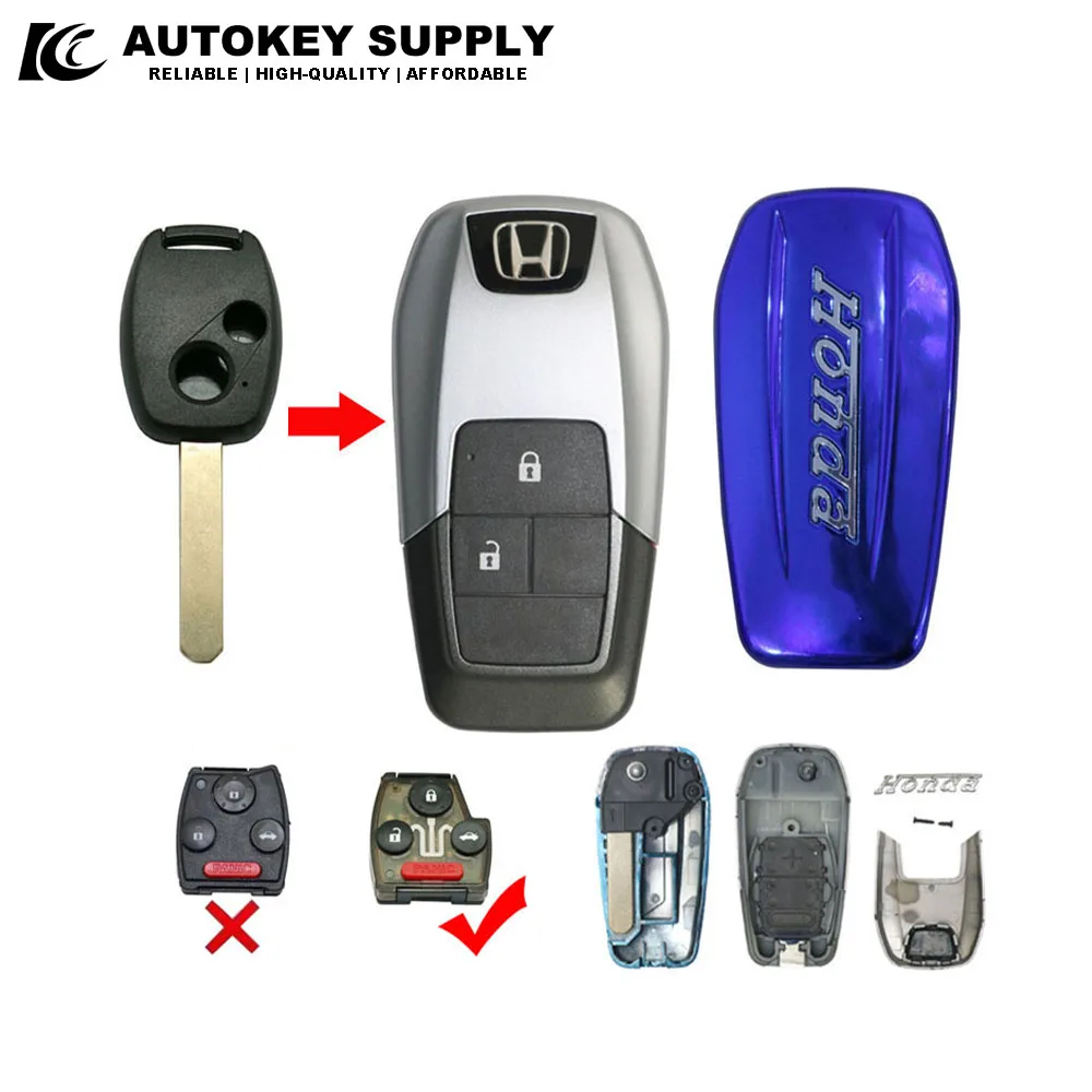 For Honda Modified Folding Key Shell 2 Buttons With Logo (Blue) Various Colors AKHDF313