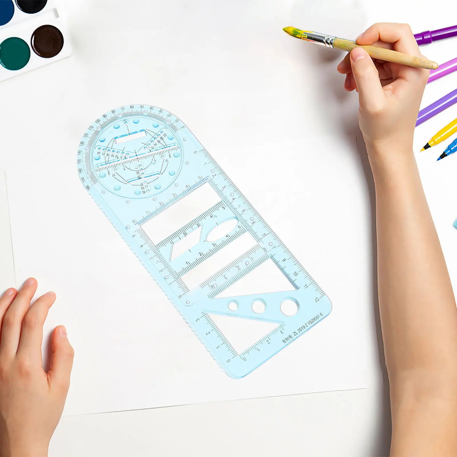 Students Drawing Rulers Bundle Multipurpose Plastic Geometric Template Ruler for Math Class Design Drafting Measuring School
