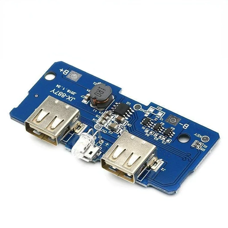 

2A Input 5V 2A Dual USB Output Power Bank Charger Module Step Up Boost Charging Circuit Board Power Supply Module