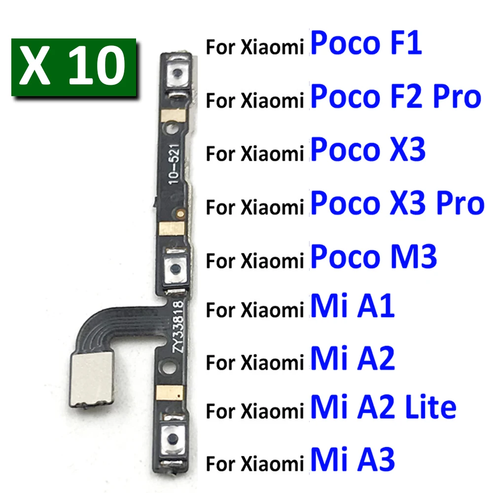 

10Pcs, Original For Xiaomi Mi Pocophone Poco F1 F2 X3 M3 Pro A1 A2 A3 Lite Volume Button Power Switch On Off Button Flex Cable