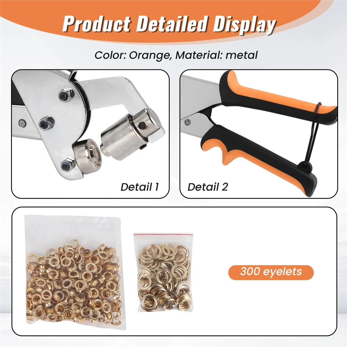 

A06K Щипцы для брезента, набор плоскогубцев для глаз с 300 люверсами (диаметр 10 мм), плоскогубцы для глаз 10 мм для кожи, ткани