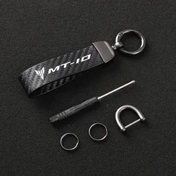 Carbon Fiber Textured Leather Keychain Ultra HD Printing For yamaha MT-10 Keychain Motorcycle Accessories