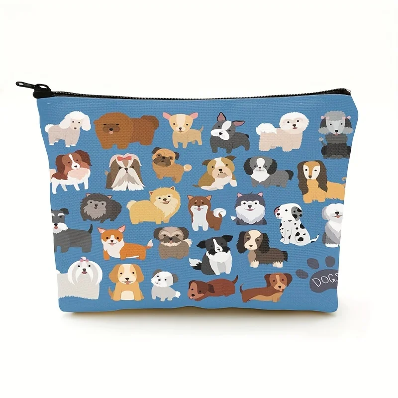 1pc Cartoon Dog Cosmetic Bag Spacious Travel Makeup Bag with Portable Zipper Pouch Easy Access Toiletry  for Women Daily Use