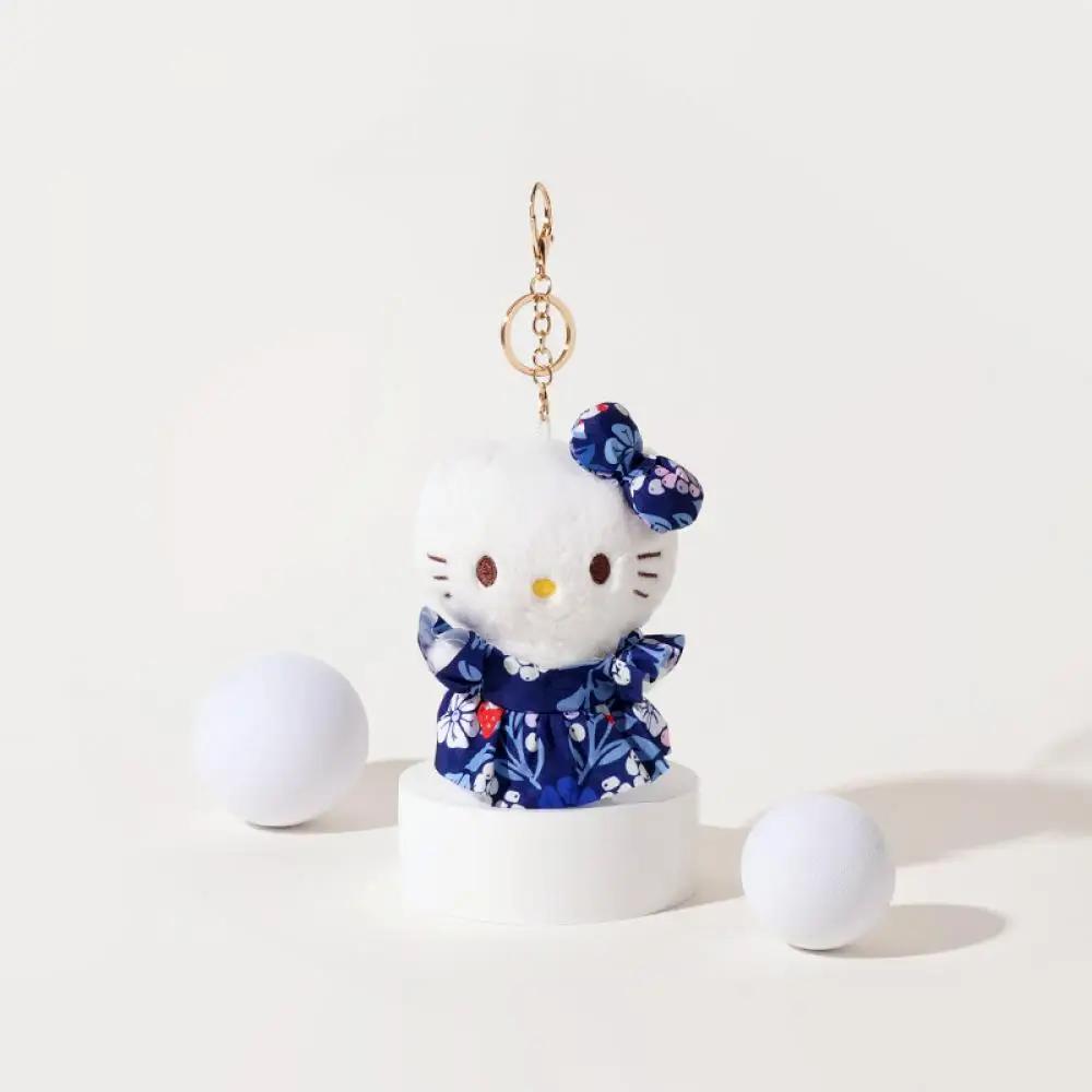 12cm Sanrio Hello Kitty sukienka kwiatowa pluszowy wisiorek klamra do kluczy wisiorek do plecaka Cartoon Anime peryferia urodziny prezenty świąteczne