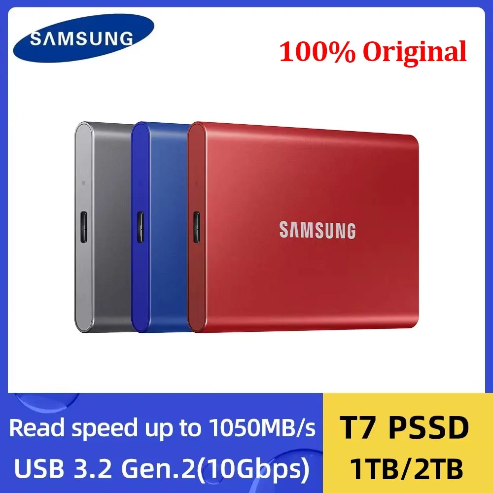 Samsung T7 portable ssd 1TB 2TB External Disk Hard Drive Solid State Drives Type-C USB 3.2 Gen 2 SSD Compatible for Laptop PC