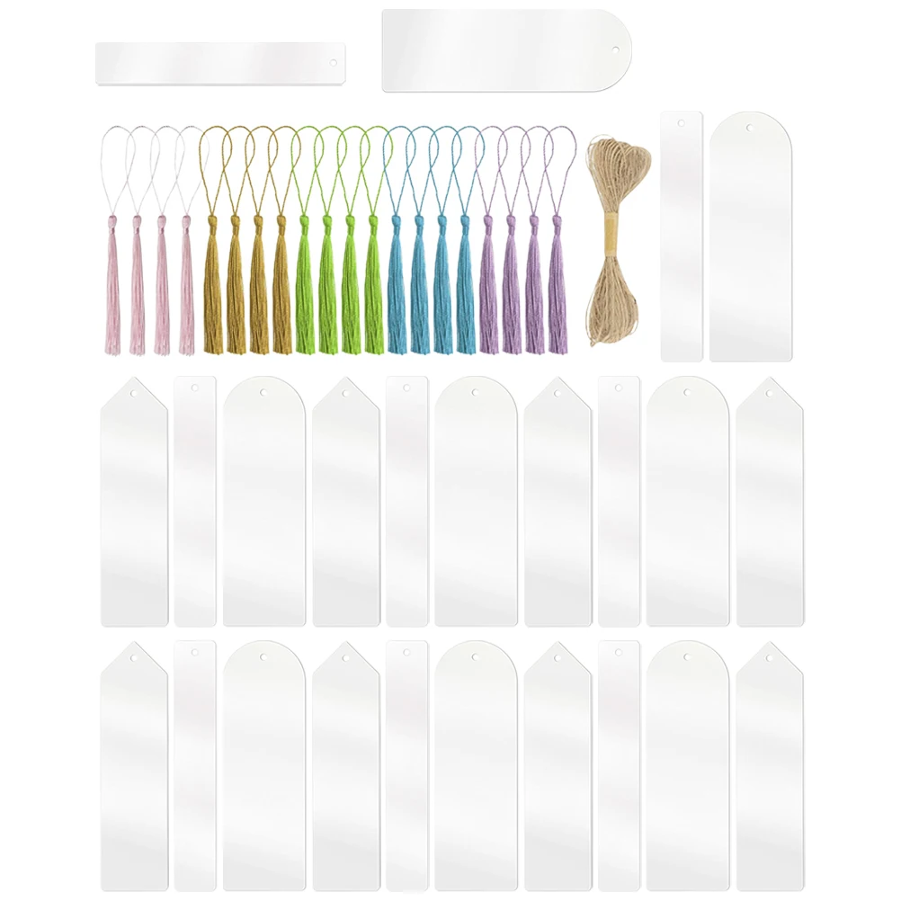 Bladwijzer met kwastje Helder acryl bladwijzers voor het maken van doe-het-zelf studentenbenodigdheden Boekenliefhebbers Lichtgewicht rechthoekige kwastjes