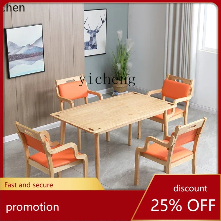 

HXL solid wood dining table and chair combination nursing home apartment furniture leisure table home accessories