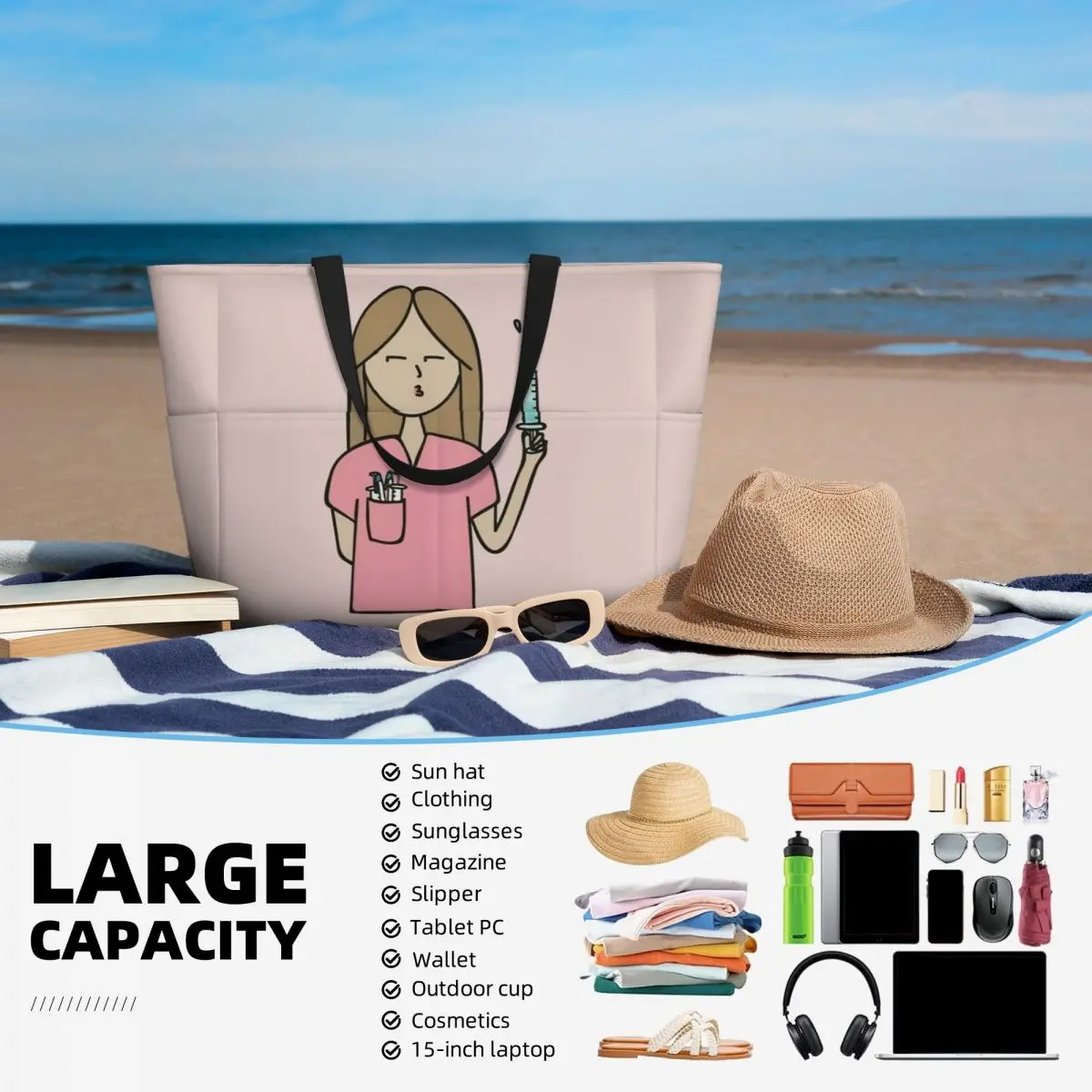 Custom Enfermera En Apuros Doctor Nurse Medical Travel Tote Bag Women Large Capacity Grocery Shoulder Shopping Bags