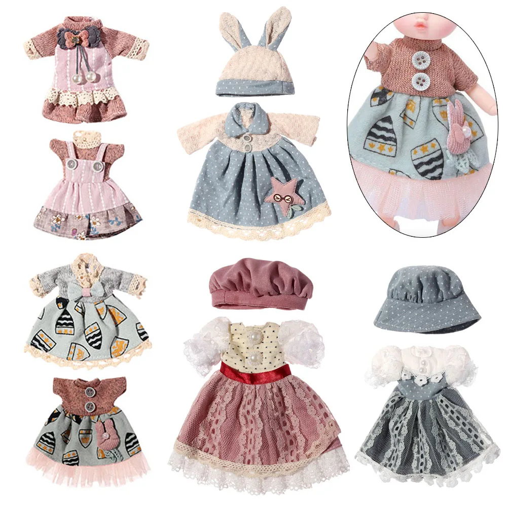 Cloth DIY Sewing Fabric Lace Toys Clothes Baby Doll Clothes for 16cm/31cm Doll Skirt Lace Toys Clothes Doll accessories