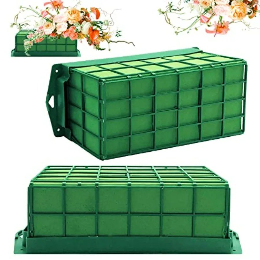

2 Pieces Floral Foam Cage, Flower Arrangements Supplies With Rectangle Holder, Bricks for Fresh Flower Wedding Holiday Decorati