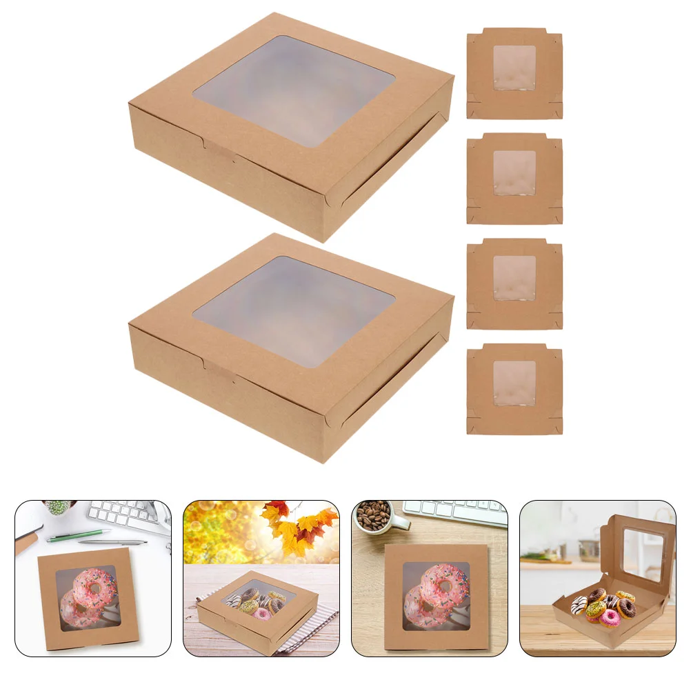 

6pcs Cake Package Boxes Portable Cupcake Storage Box Bakery Dessert Box With Clear Window cake container