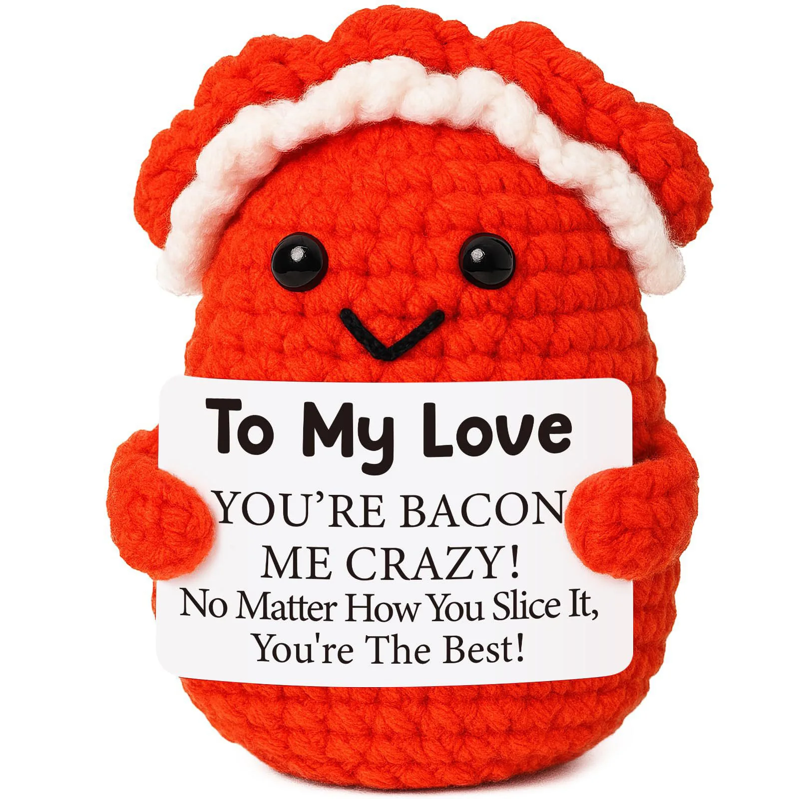 Funny Crochet Positive Taco Dolls with Card Mothers Day Gift for Mom Handmade Knitted Taco Desktop Ornament Christmas Gifts