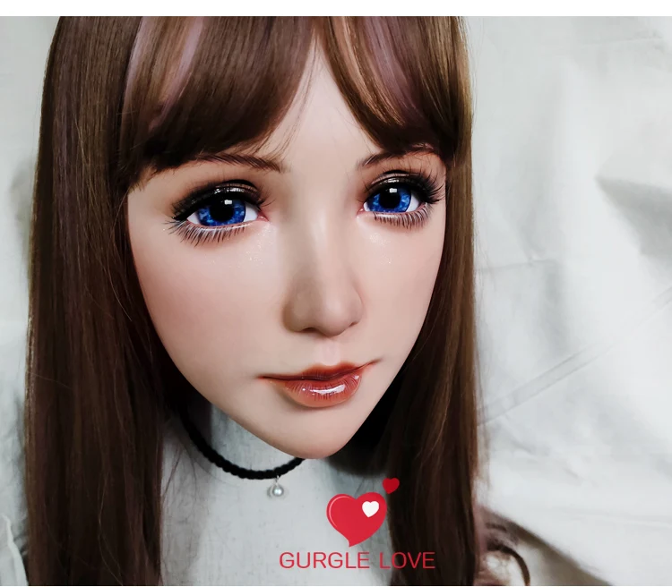 (Shu-01)Female Sweet Girl Resin Half Head Kigurumi BJD Eyes Crossdress Cosplay Japanese Anime Role Lolita Mask Skin-Like Makeup