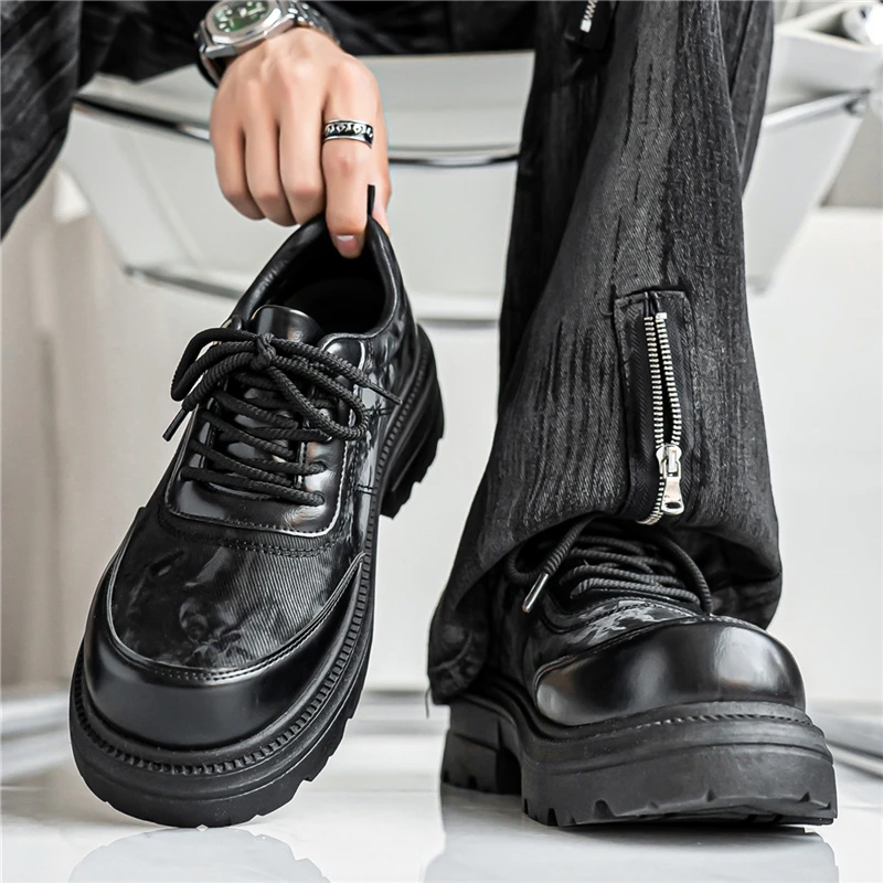 

Осенние туфли дерби нового стиля 202, мужские лоферы на толстой подошве, универсальные оксфорды в классическом британском стиле