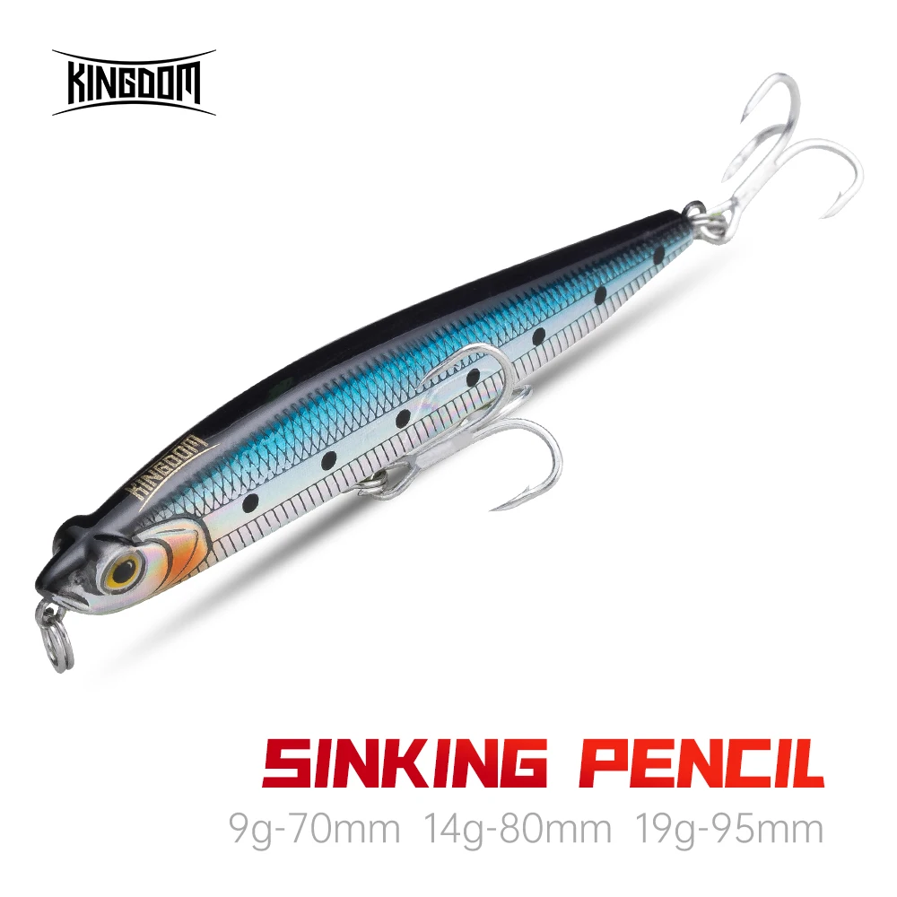 Kingdom New Sea Fishing Lure Sinking High Quality Pencil Lure 80mm 95mm Artificial Hard Bait Good Action Wobblers Fishing Tackle