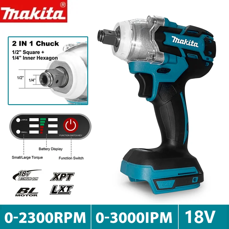 Makita DTW600-llave de impacto sin escobillas, herramienta eléctrica de alto Torque, 18V, para batería Makita de 18V