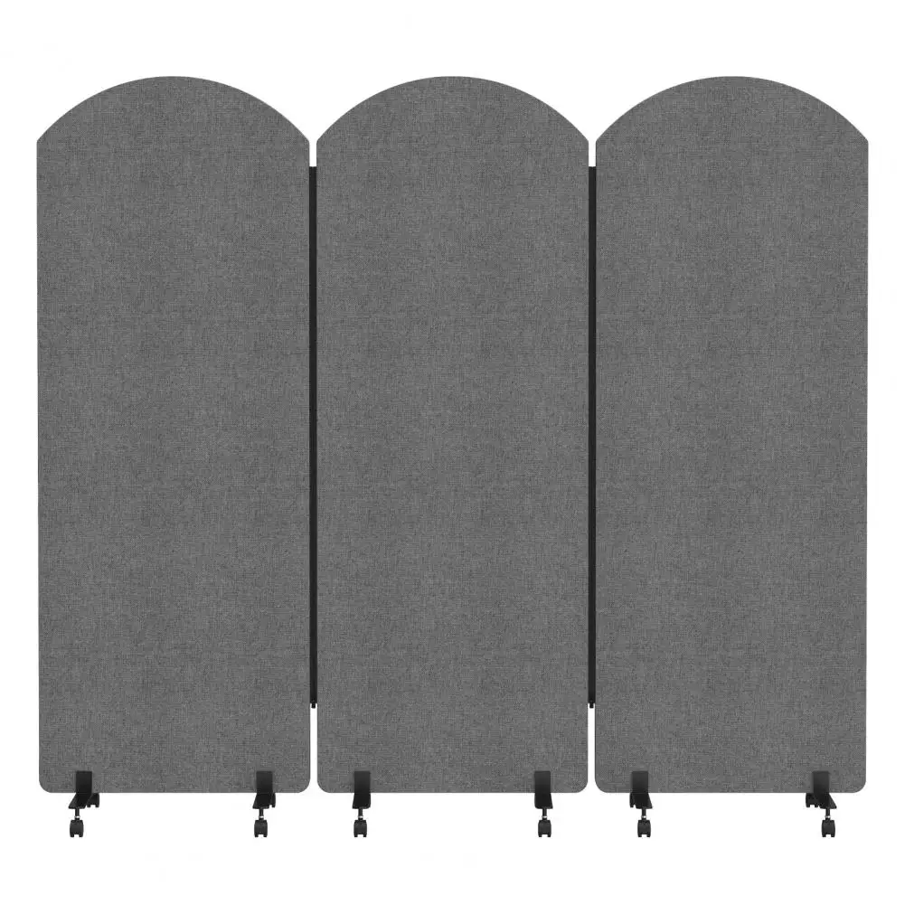 72x66 Inch 3‑Panel Soundproof Room Divider with Wheels,Freestanding Movable Privacy Partition for Office Home Studio School