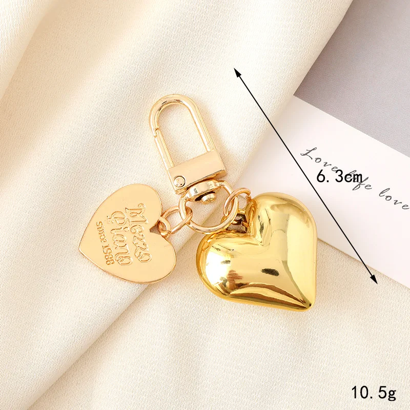 Y2K Aesthetic Bow Heart Cute Keyring for Women,Silver And Gold Heart Keychains for Girl Women Bag Backpack Charms Holiday Gifts