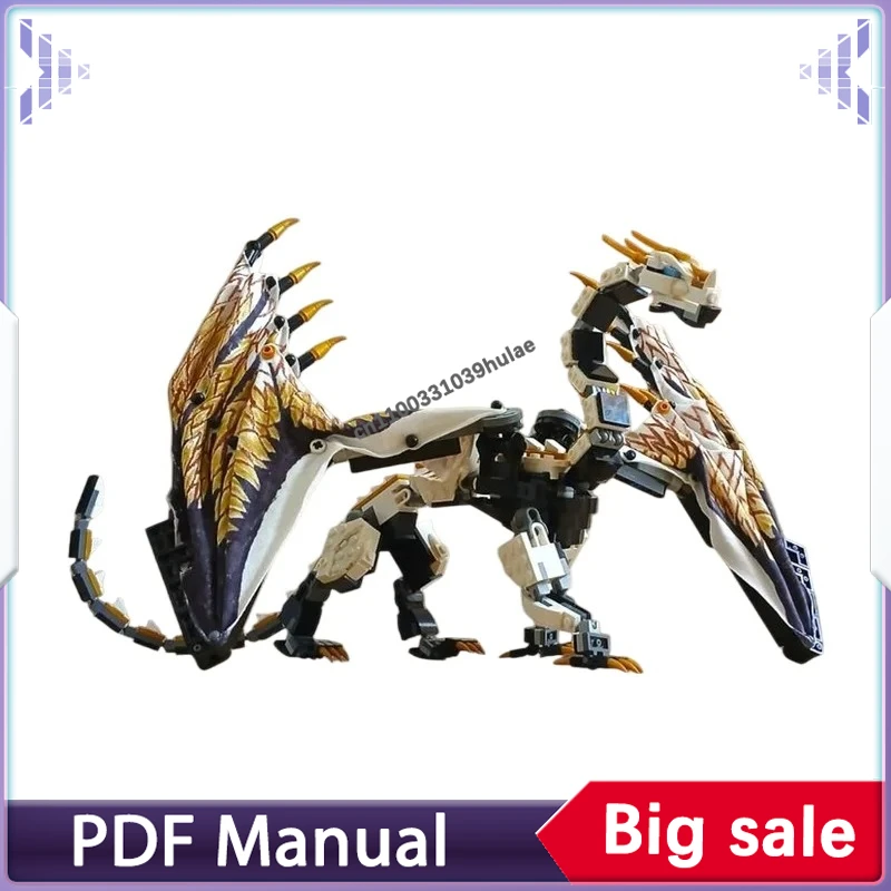 

Mythic Fantasy Ridgeback Dragon Blocks, Ancient Scaled Beast, Intricate Spine and Body Details for Desktop Decor
